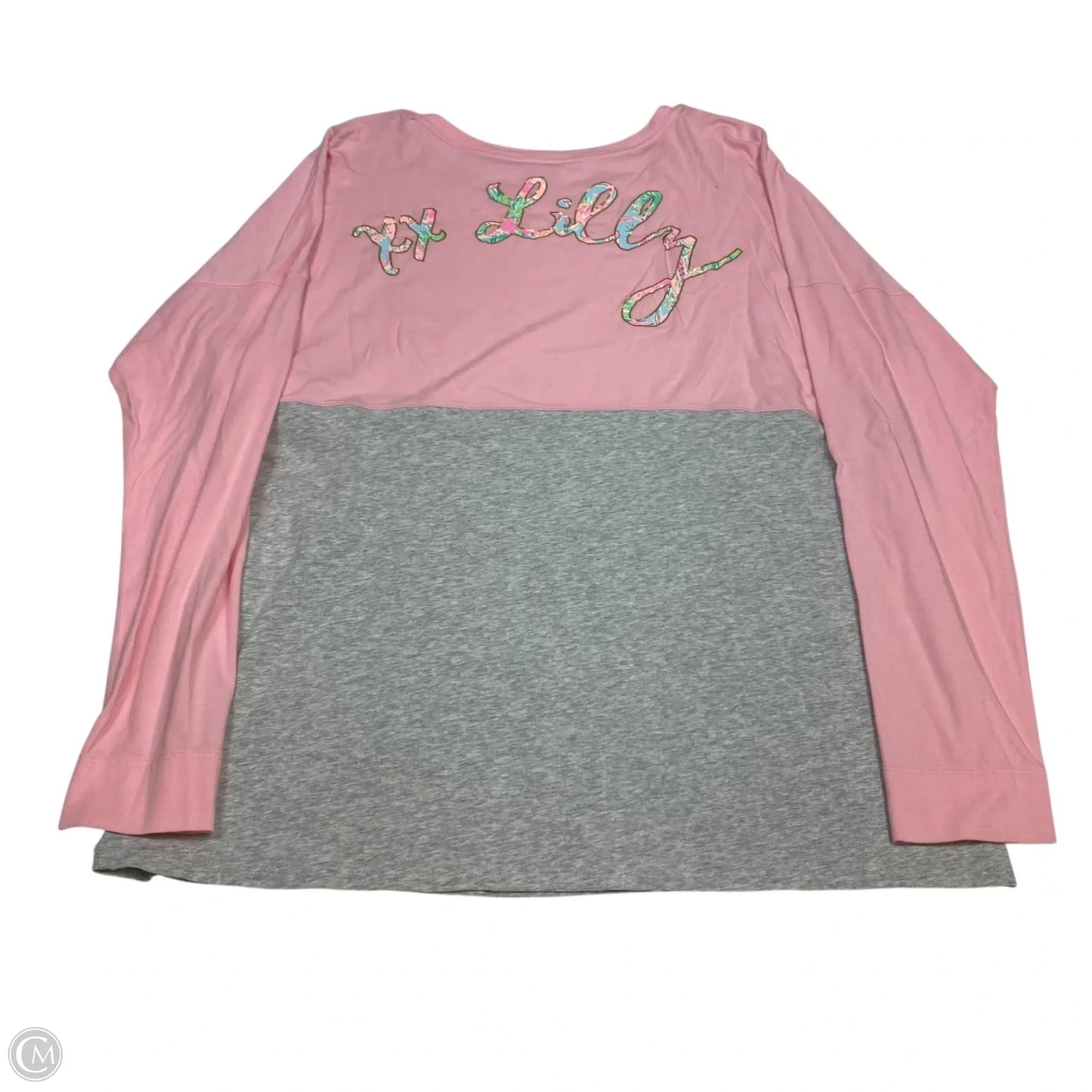 Top Long Sleeve Designer By Lilly Pulitzer In Grey & Pink, Size: L