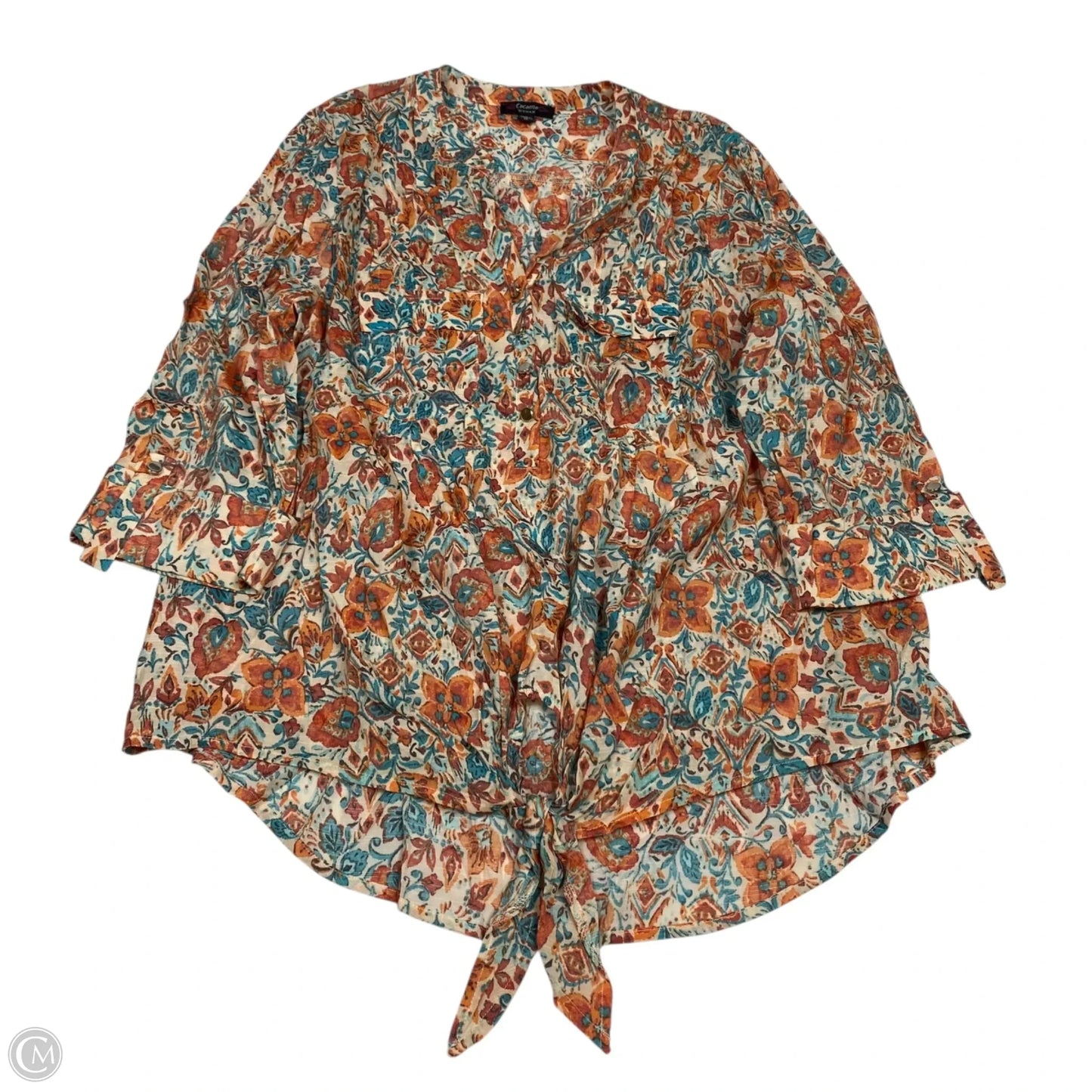 Top 3/4 Sleeve By Cocomo In Orange, Size: 1x