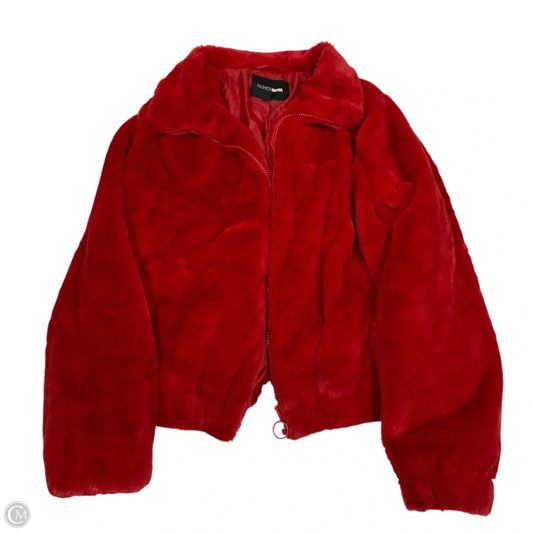 Jacket Faux Fur & Sherpa By Fashion Nova In Red, Size: 3x