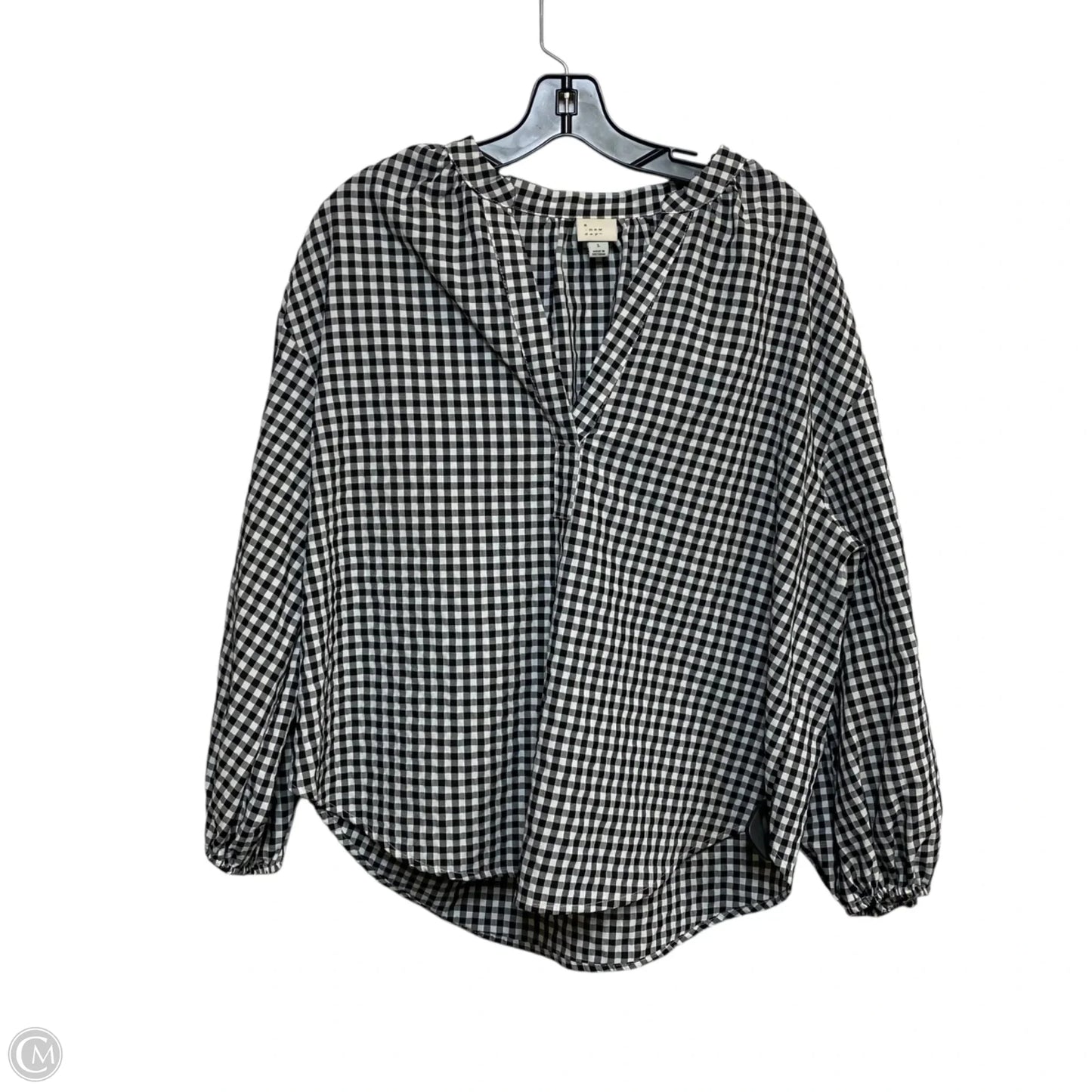 Top Long Sleeve By A New Day In Black & White, Size: L