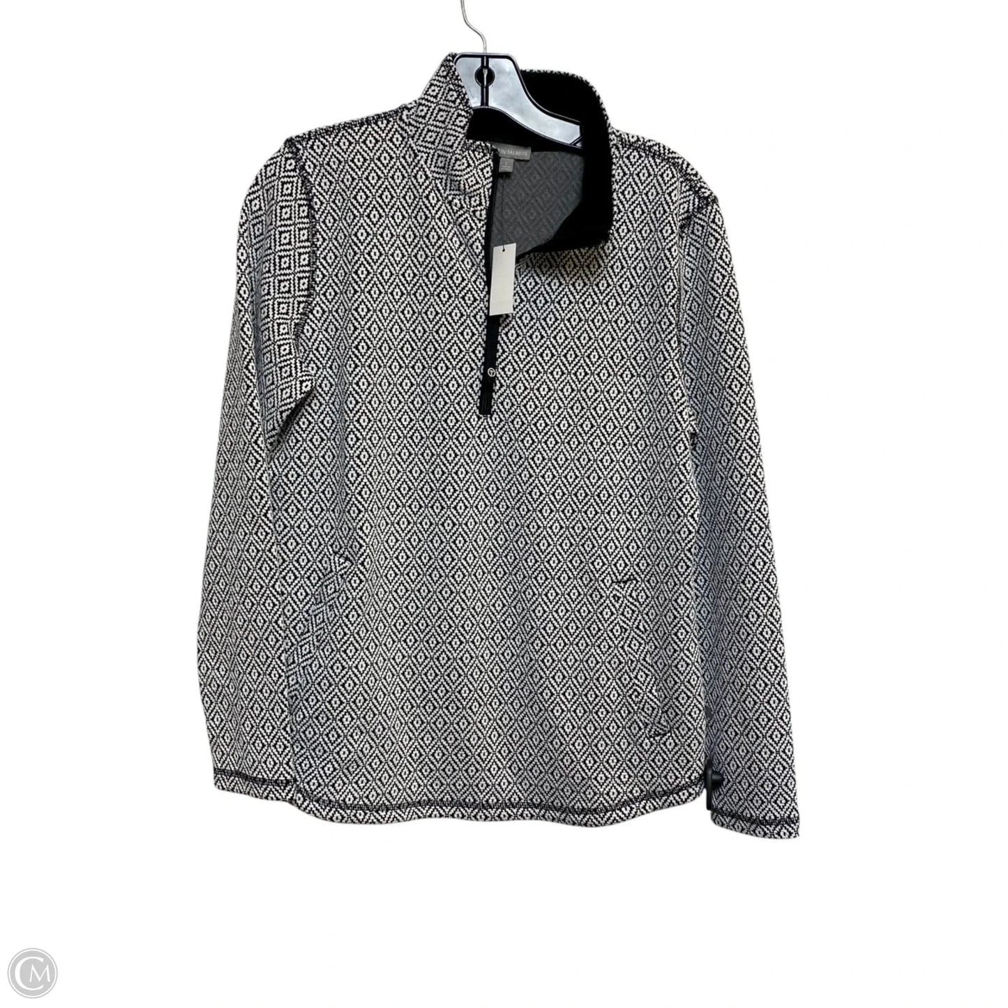 Athletic Sweatshirt Collar By Talbots In Black & White, Size: S
