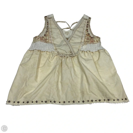 Top Sleeveless By Pol In Tan, Size: S