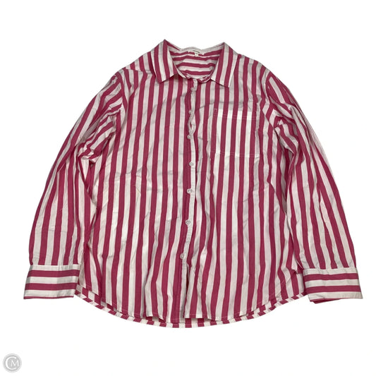Top Long Sleeve By Maurices In Pink & White, Size: Xl