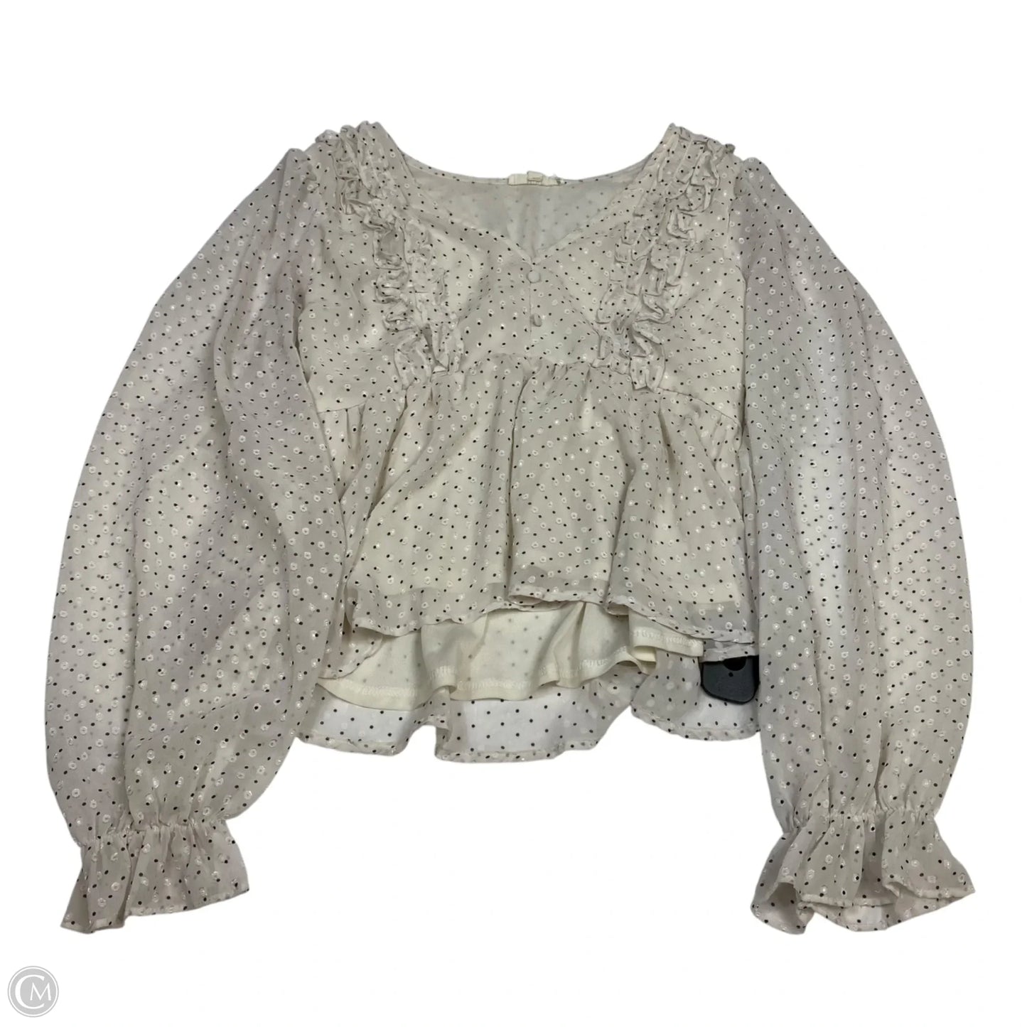 Top Long Sleeve By Mine In Black & Cream, Size: L