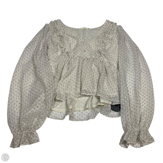 Top Long Sleeve By Mine In Black & Cream, Size: L