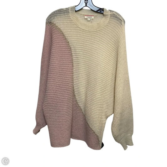 Sweater By Andree By Unit In Cream & Pink, Size: L