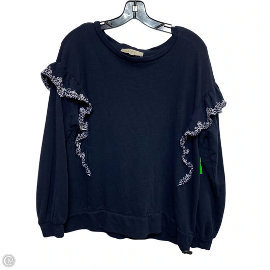 Sweatshirt Crewneck By Loft In Navy, Size: L