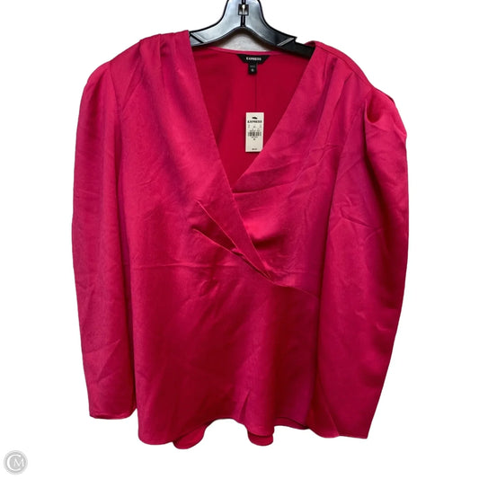 Blouse Long Sleeve By Express In Pink, Size: Xl