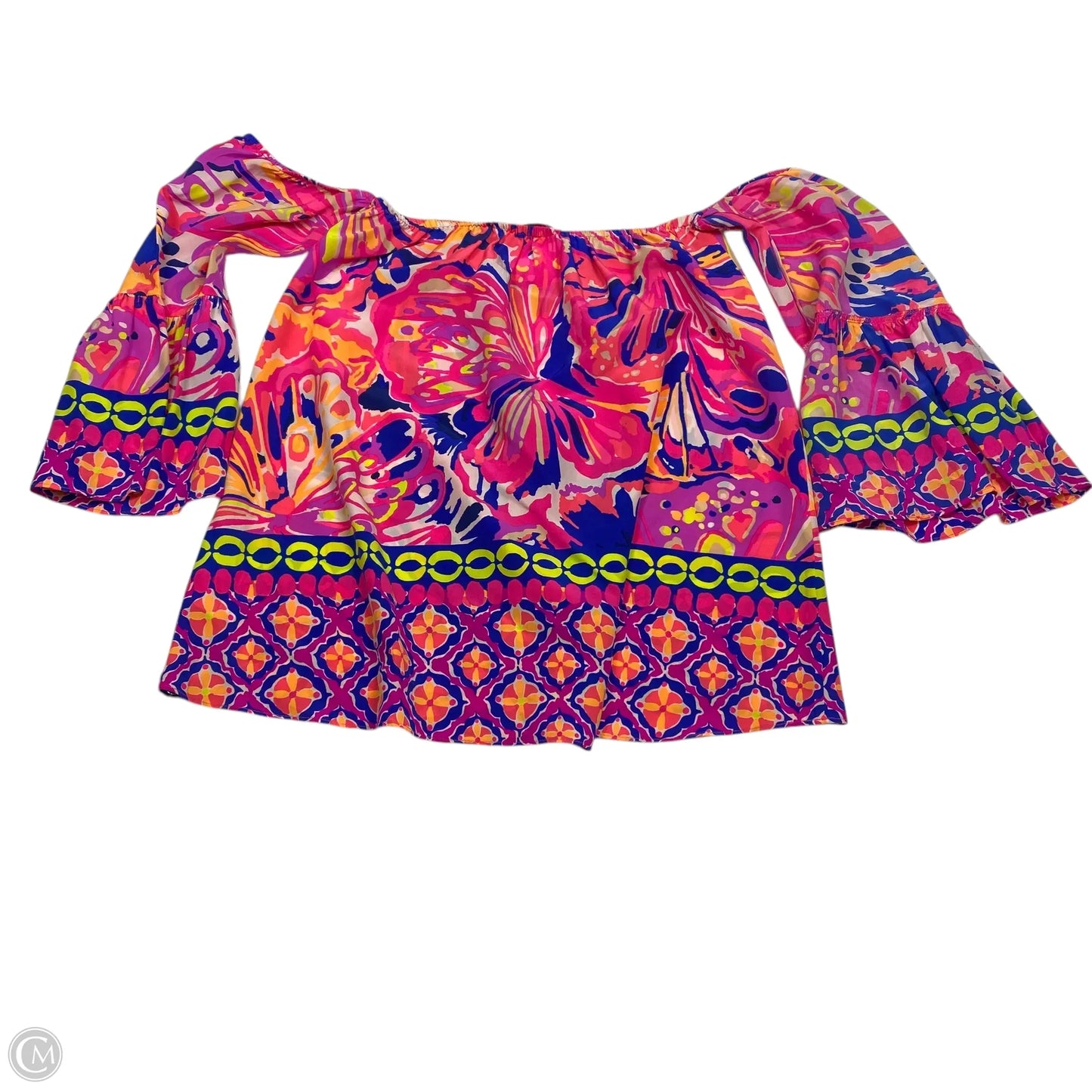 Top Long Sleeve Designer By Lilly Pulitzer In Blue & Pink, Size: S