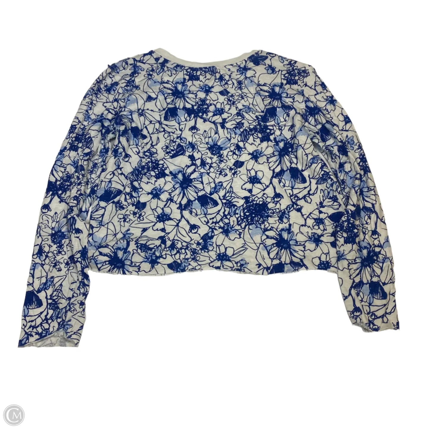 Top Long Sleeve By Maeve In Blue & White, Size: M
