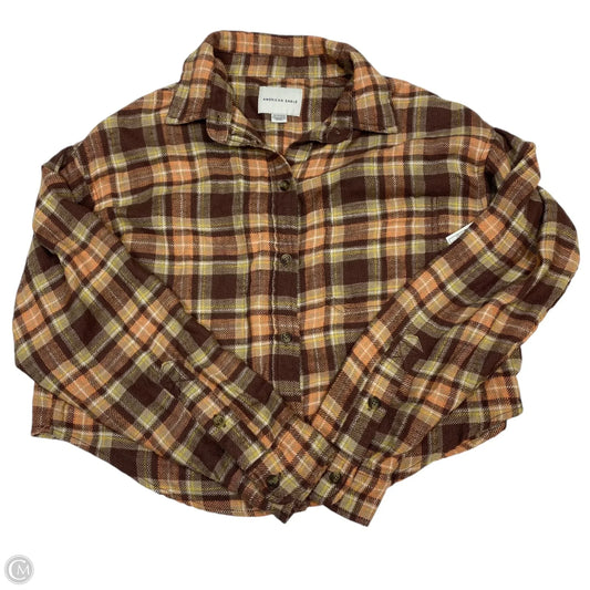 Top Long Sleeve By American Eagle In Brown & Orange, Size: Xs