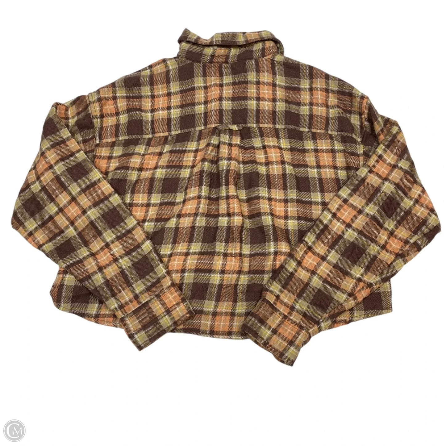 Top Long Sleeve By American Eagle In Brown & Orange, Size: Xs