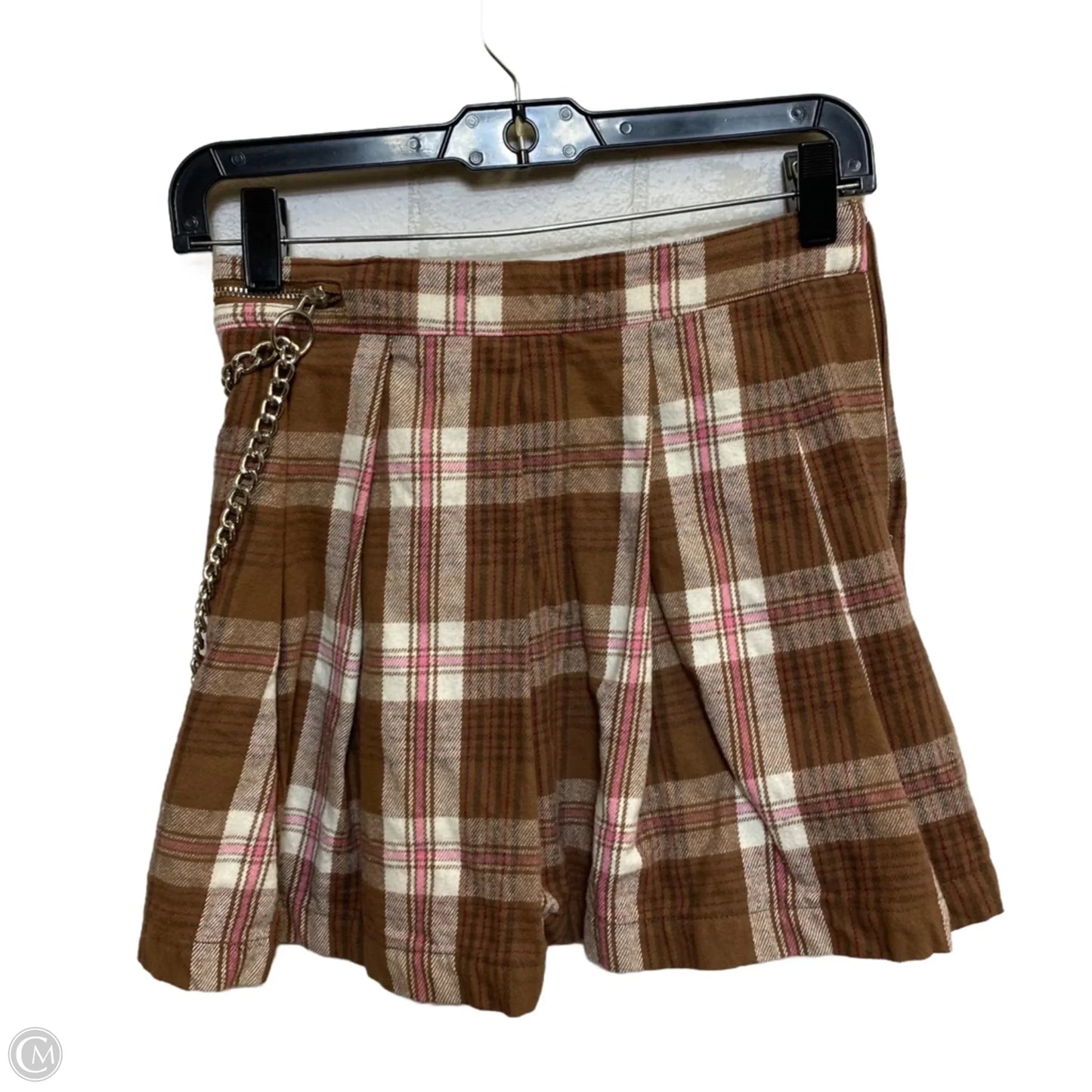 Skirt Mini & Short By Forever 21 In Brown & Cream, Size: S