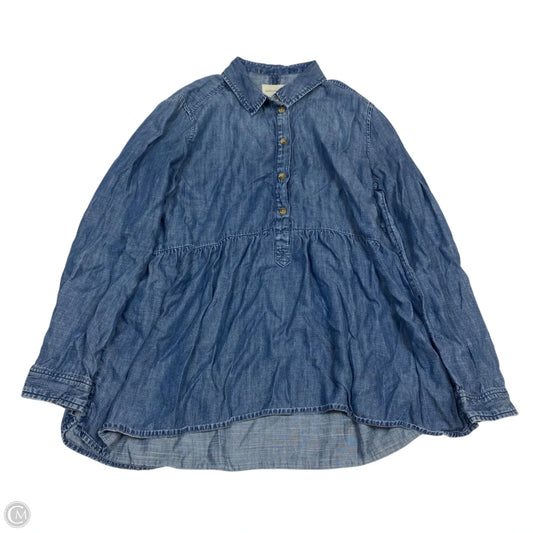 Top Long Sleeve By American Eagle In Blue Denim, Size: M