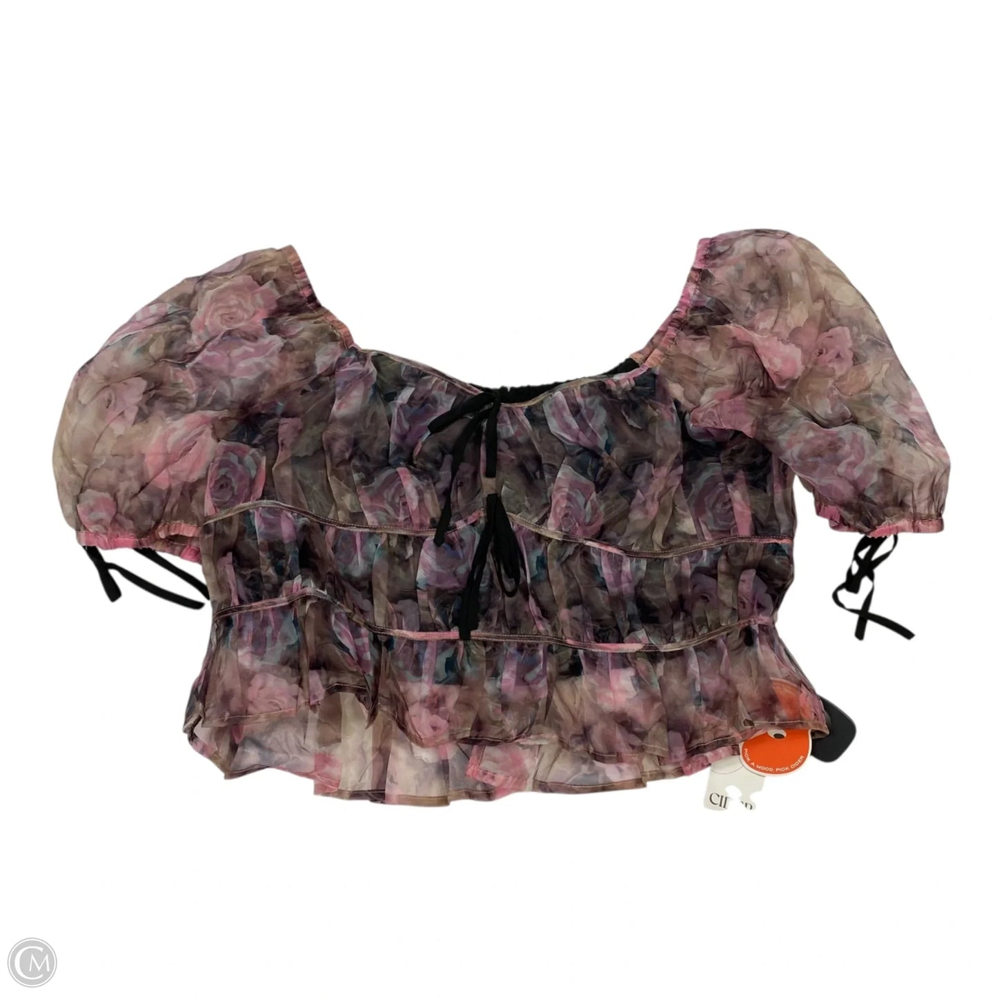 Top Short Sleeve By Cider In Pink & Tan, Size: 1x