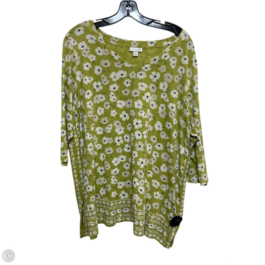 Top 3/4 Sleeve By J. Jill In Green, Size: 2x