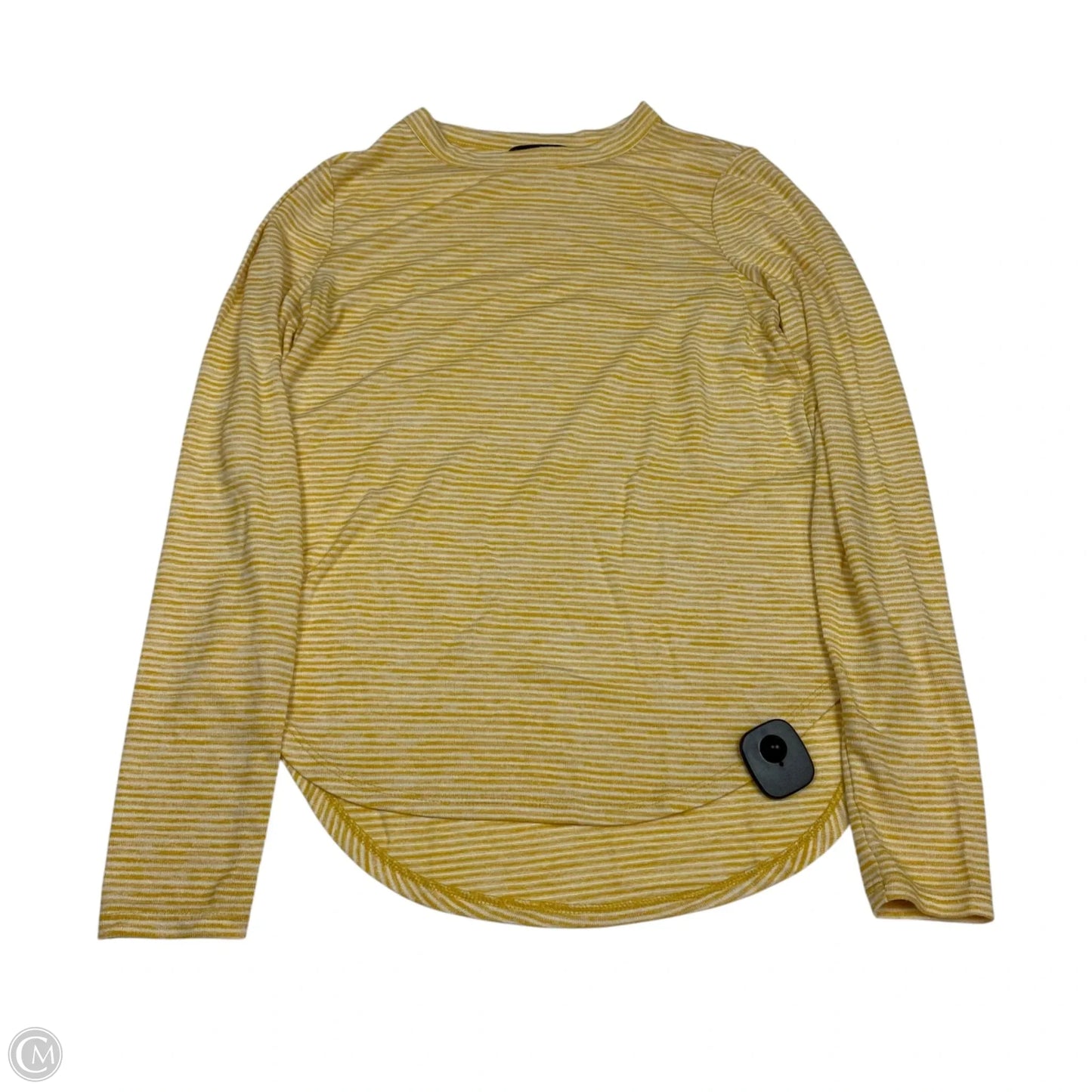 Top Long Sleeve By Banana Republic In White & Yellow, Size: S