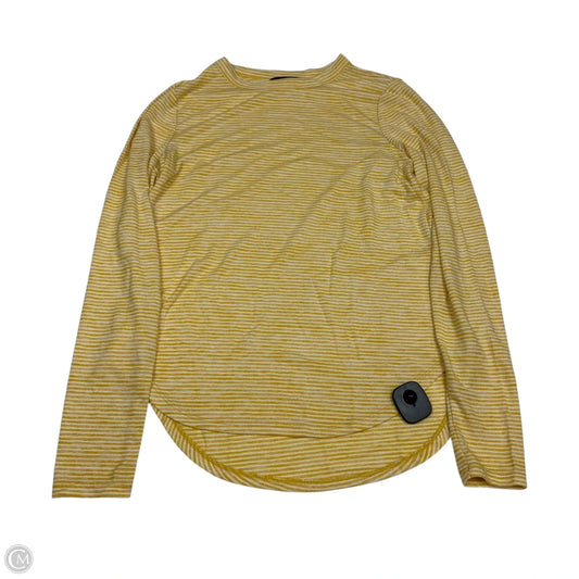 Top Long Sleeve By Banana Republic In White & Yellow, Size: S