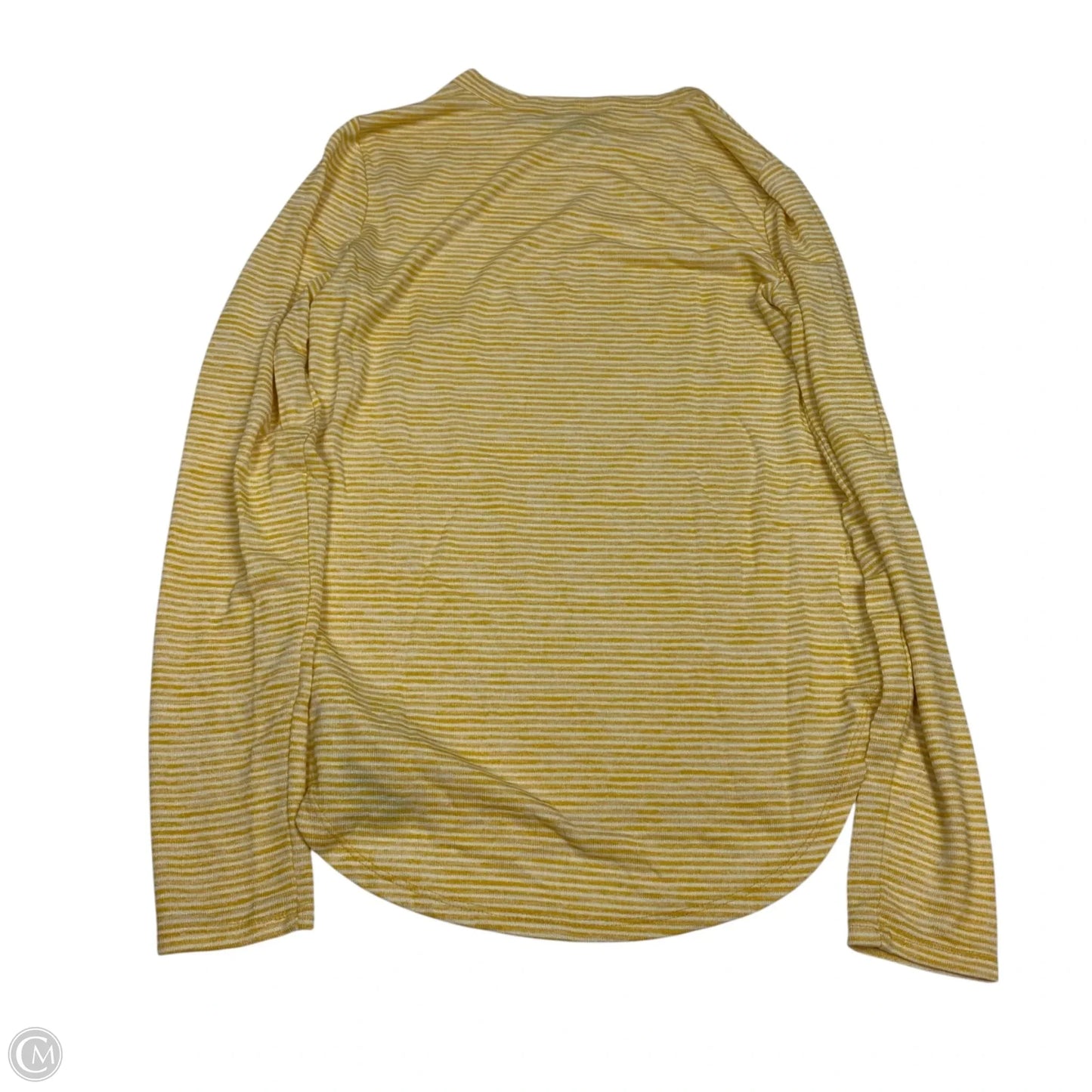 Top Long Sleeve By Banana Republic In White & Yellow, Size: S