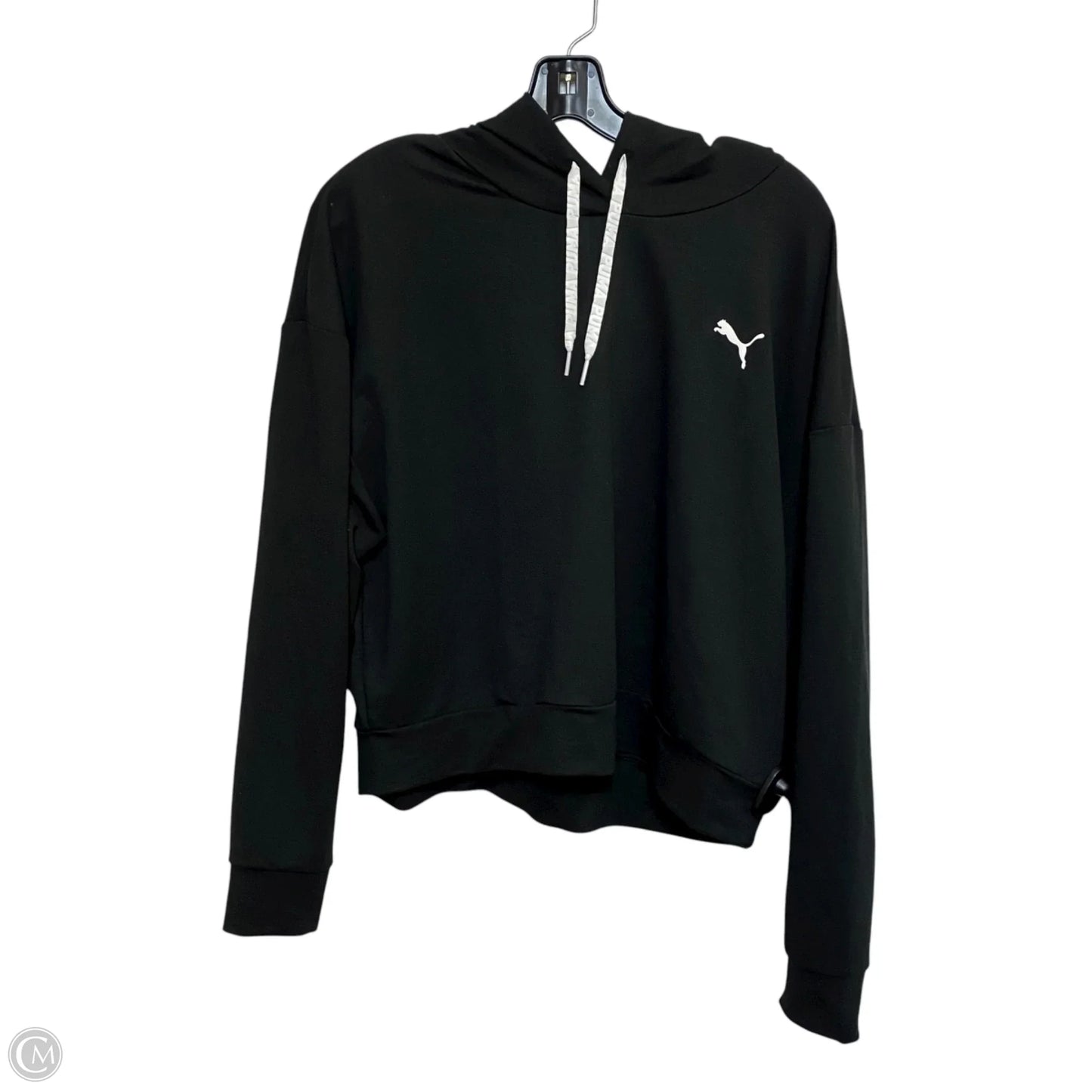 Athletic Top Long Sleeve Hoodie By Puma In Black, Size: L