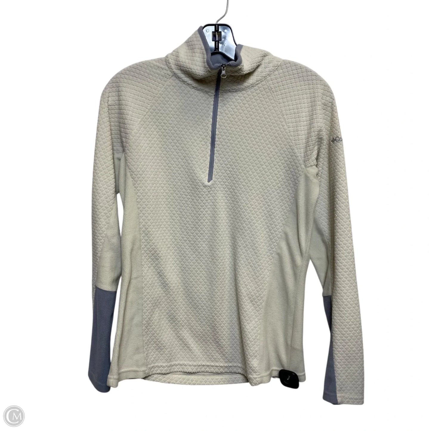 Athletic Top Long Sleeve Collar By Columbia In Cream & Grey, Size: S