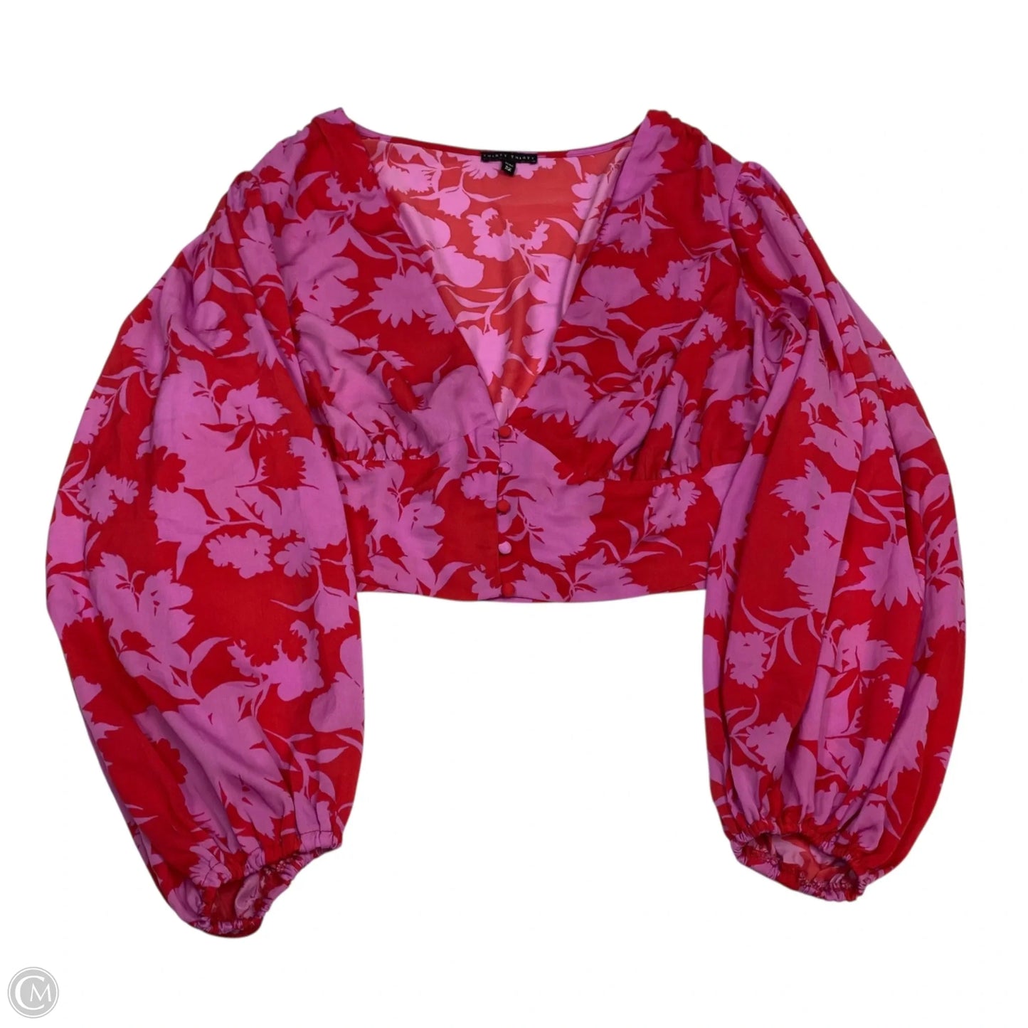 Top Long Sleeve By Thirty Thirty In Pink & Red, Size: 2x