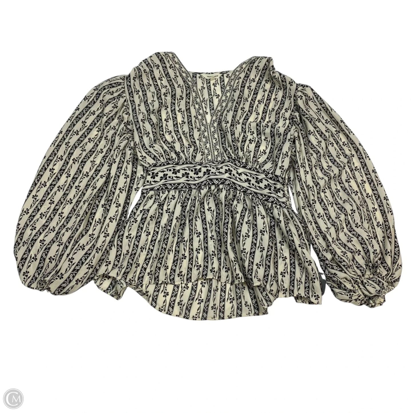 Top Long Sleeve By Max Studio In Black & Cream, Size: M