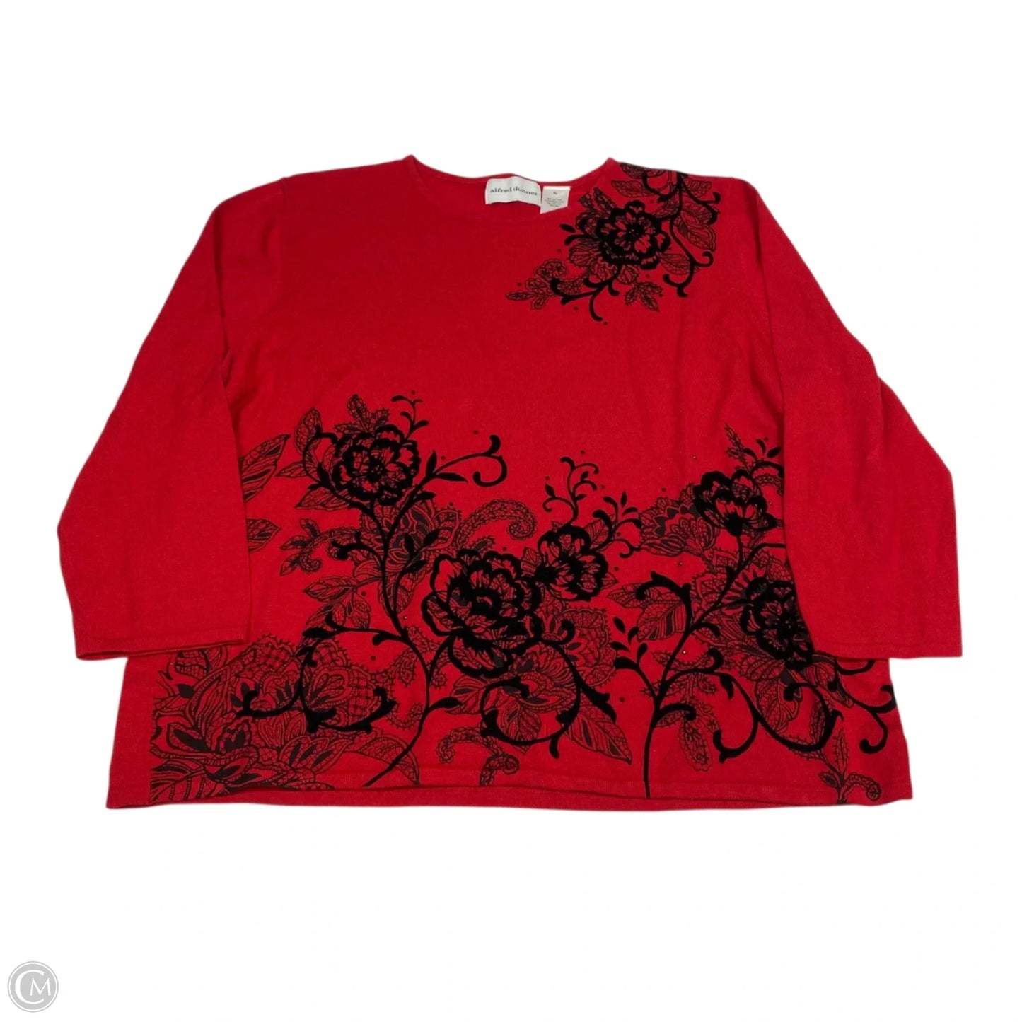 Top 3/4 Sleeve By Alfred Dunner In Black & Red, Size: Xl