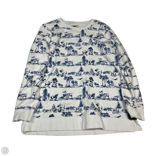 Sweatshirt Crewneck By Lands End In Blue & White, Size: M
