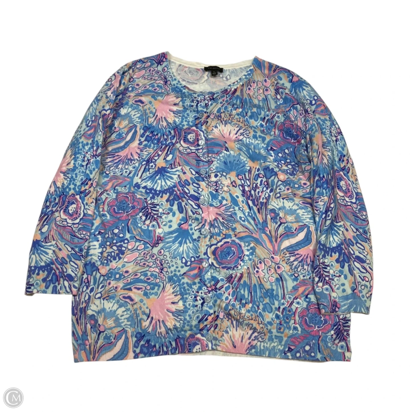 Cardigan By Talbots In Blue & Pink, Size: L