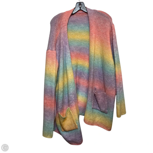 Sweater Cardigan By Cato In Rainbow Print, Size: 4x