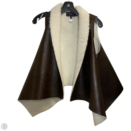 Vest Faux Fur & Sherpa By Active Usa In Brown & Cream, Size: M