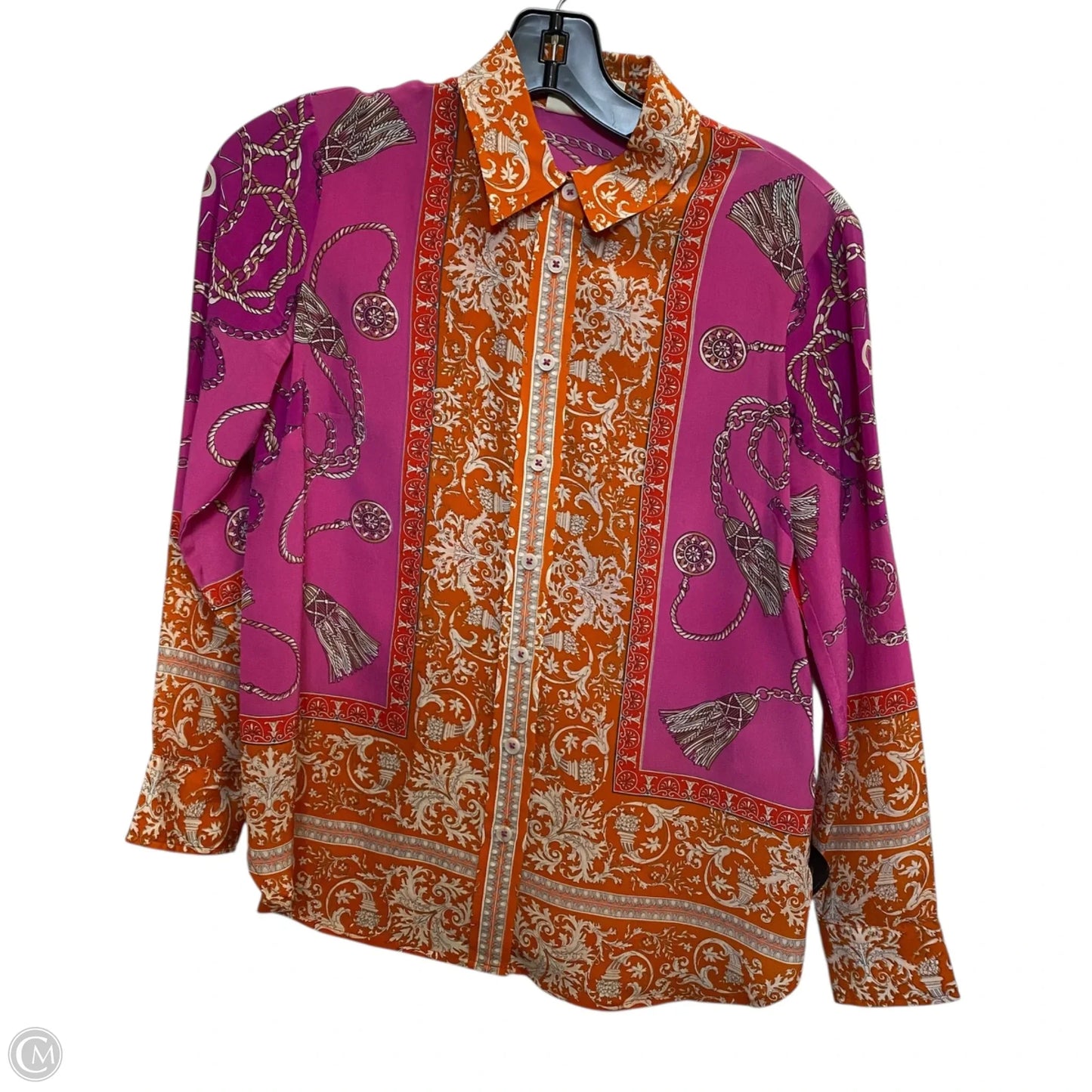 Top Long Sleeve By Maeve In Orange & Pink, Size: Xsp