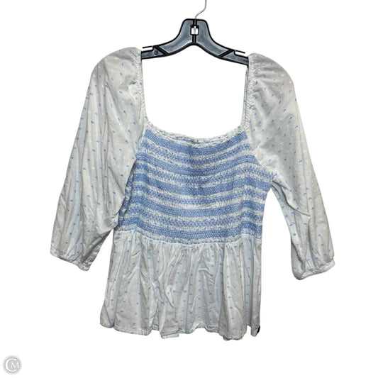 Top 3/4 Sleeve By Crown And Ivy In Blue & White, Size: L