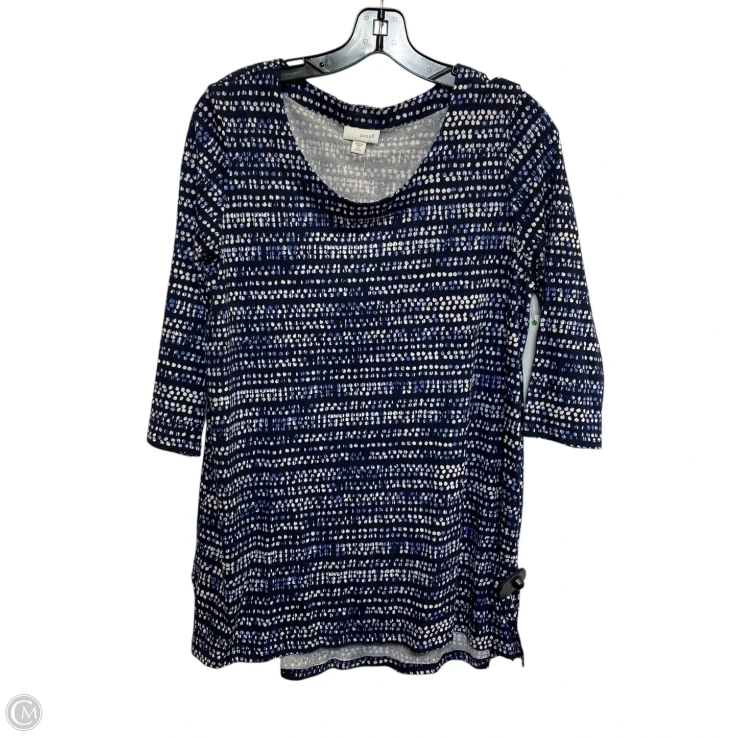 Top 3/4 Sleeve By Pure Jill In Blue & White, Size: Mp