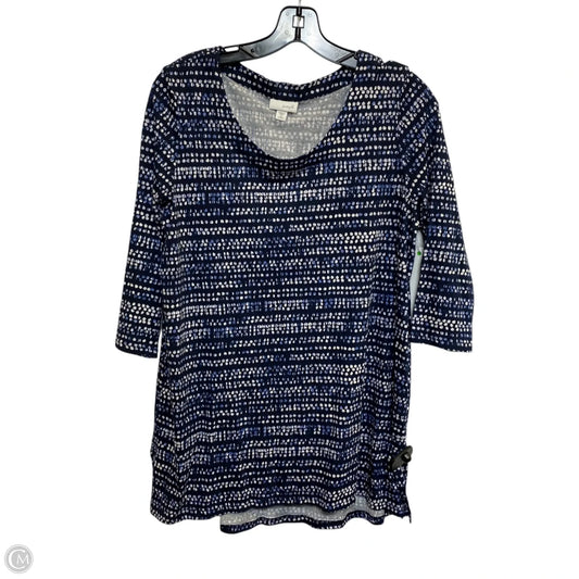 Top 3/4 Sleeve By Pure Jill In Blue & White, Size: Mp