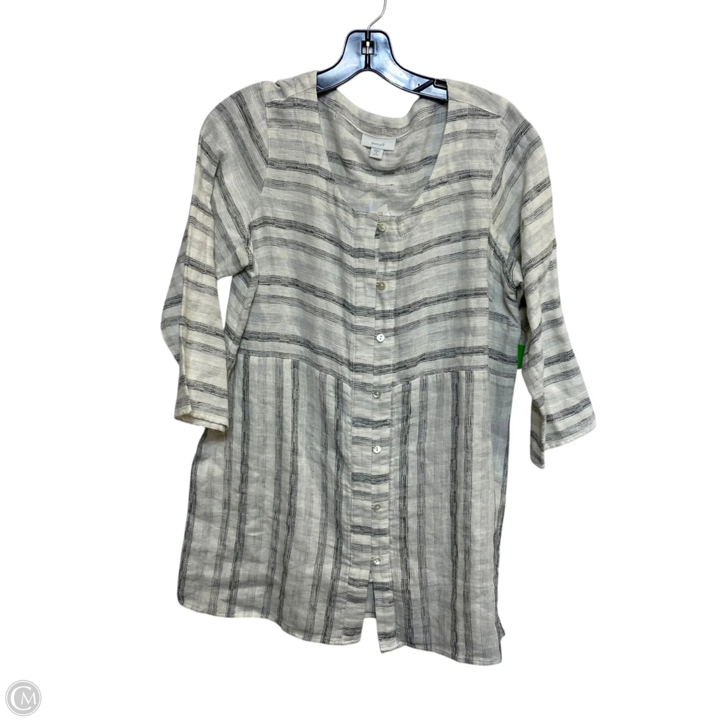 Top 3/4 Sleeve By J. Jill In Cream & Grey, Size: Sp