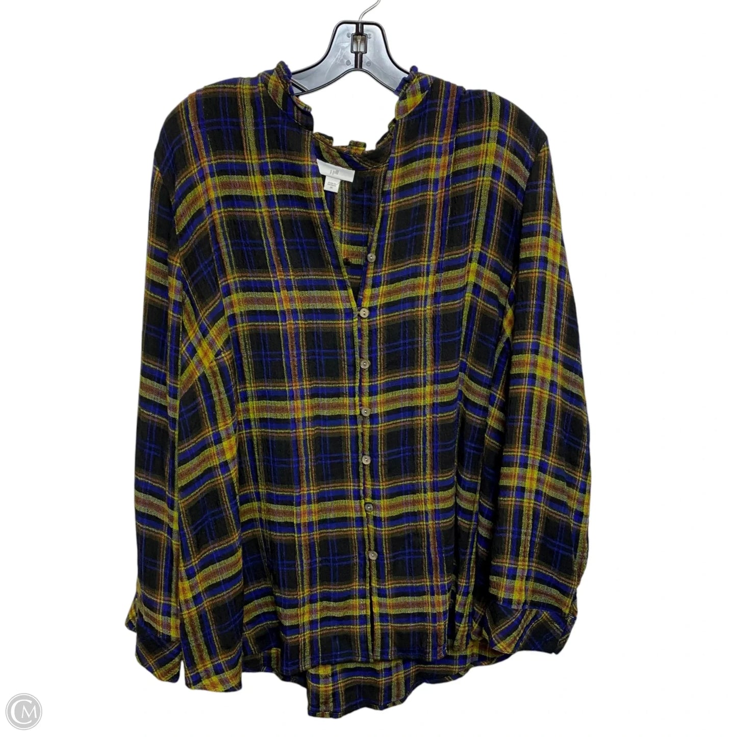 Top Long Sleeve By J. Jill In Blue & Green, Size: 2x