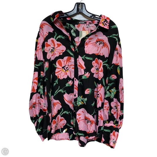 Top Long Sleeve By Btfbm In Black & Pink, Size: Xl