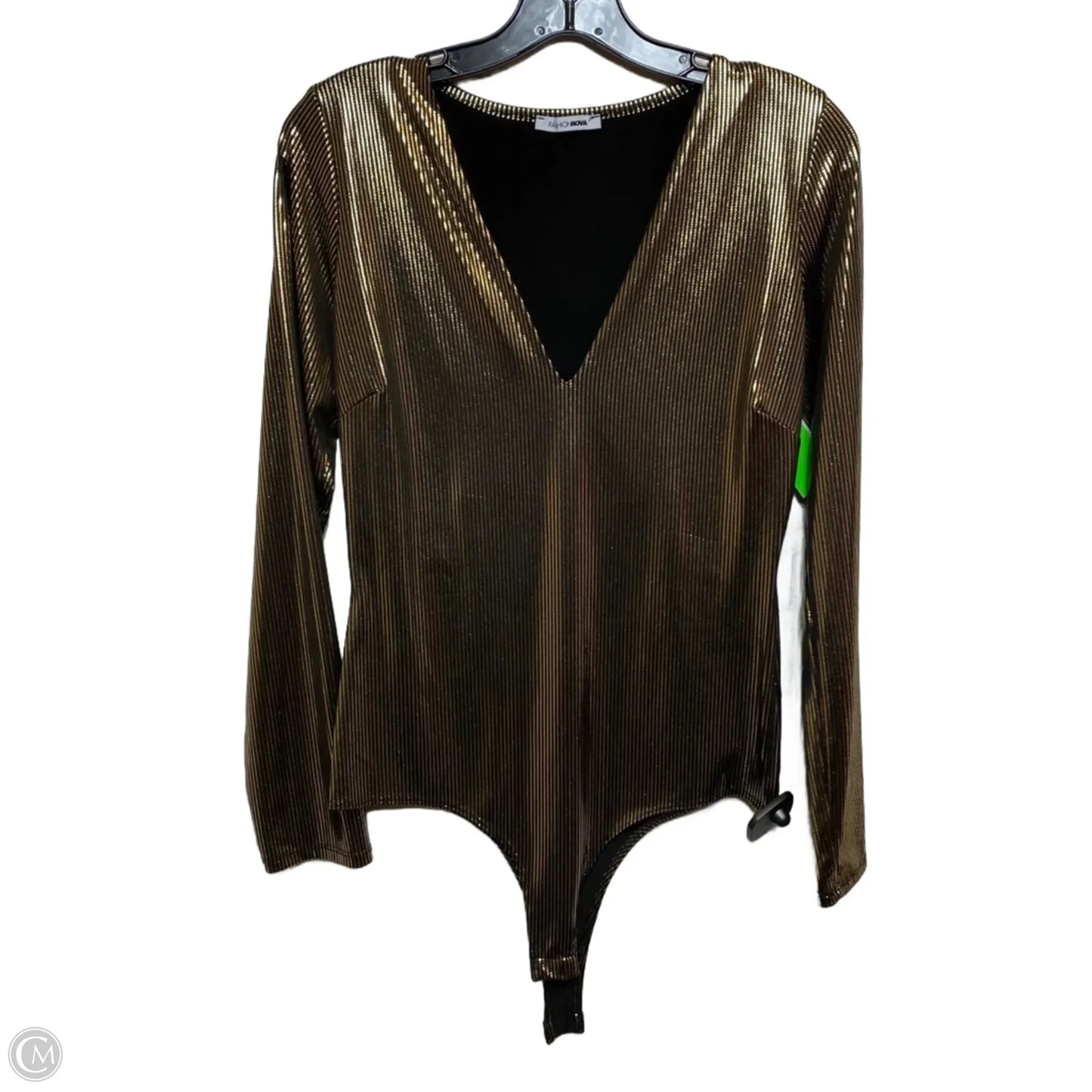 Bodysuit By Fashion Nova In Black & Gold, Size: L