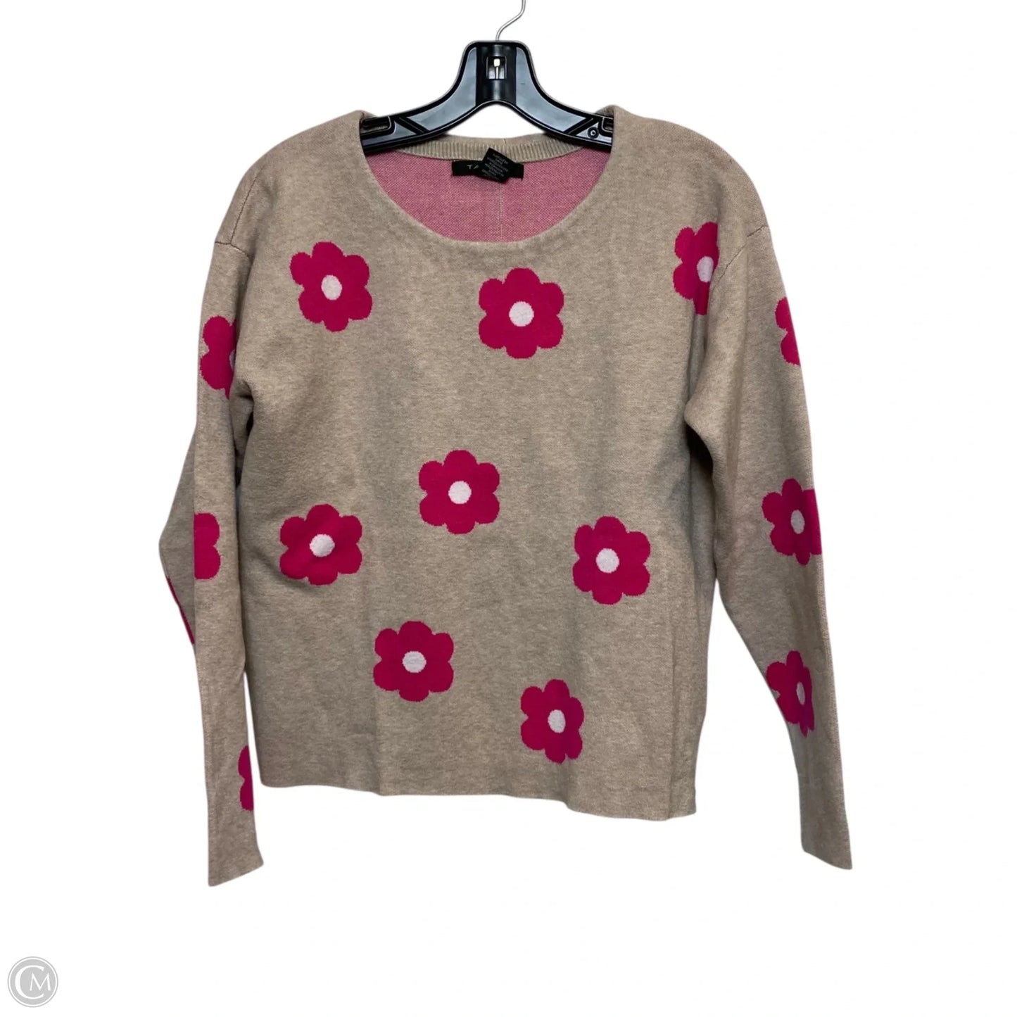 Sweater By Tahari In Pink & Tan, Size: M
