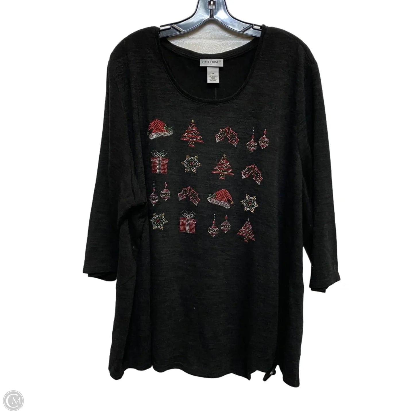 Top 3/4 Sleeve By Catherines In Grey, Size: 3x