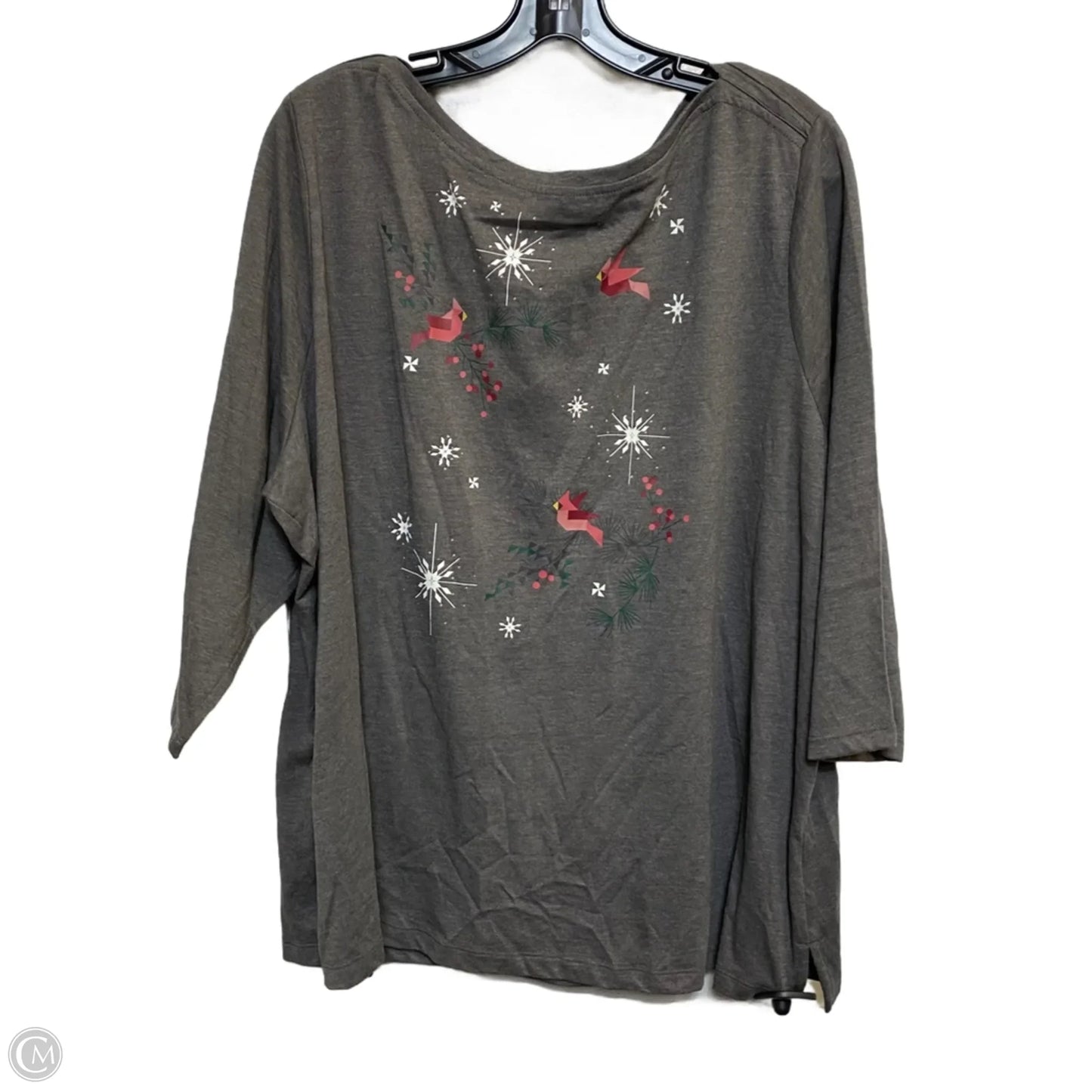 Top 3/4 Sleeve By Cj Banks In Grey, Size: 3x