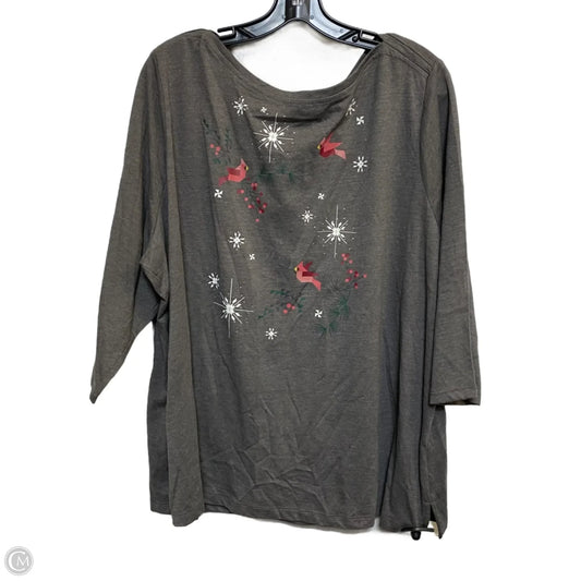 Top 3/4 Sleeve By Cj Banks In Grey, Size: 3x