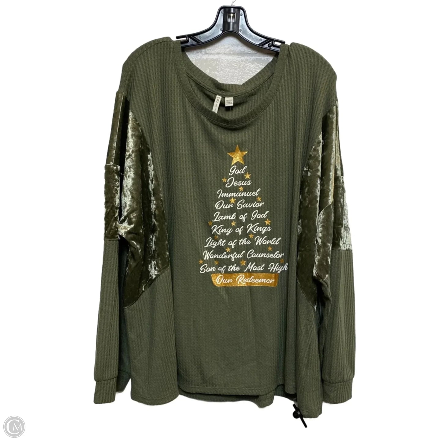 Top Long Sleeve By Cato In Green, Size: 4x