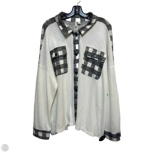 Top Long Sleeve By Cato In Grey & White, Size: 4x