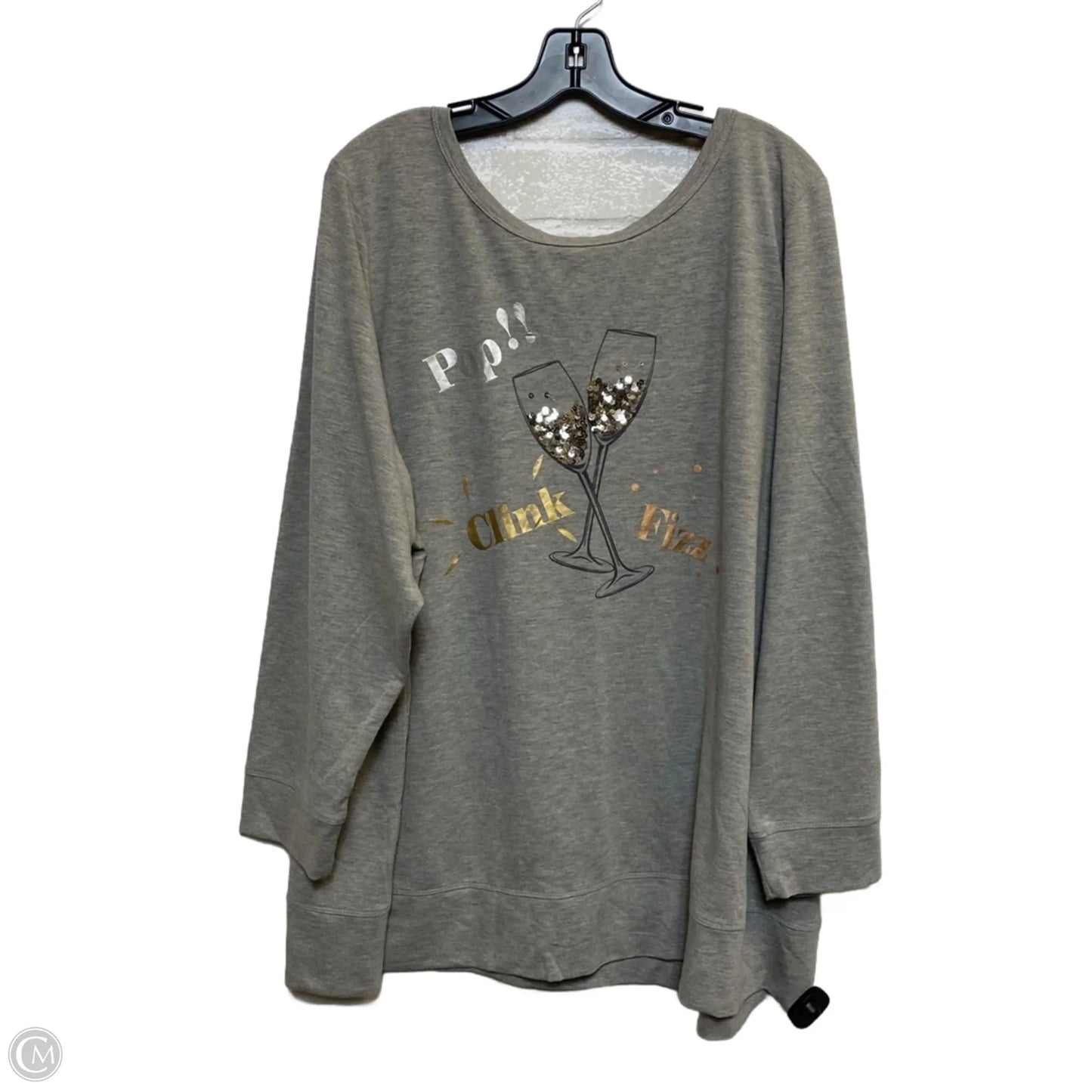 Top Long Sleeve By Cato In Grey, Size: 4x