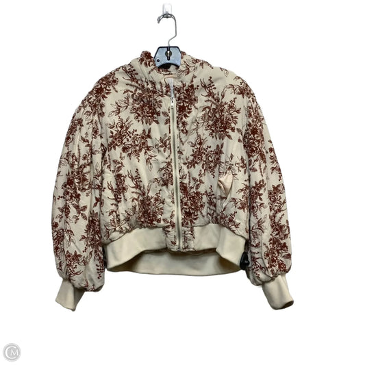 Jacket Puffer & Quilted By &merci In Brown & Cream, Size: L