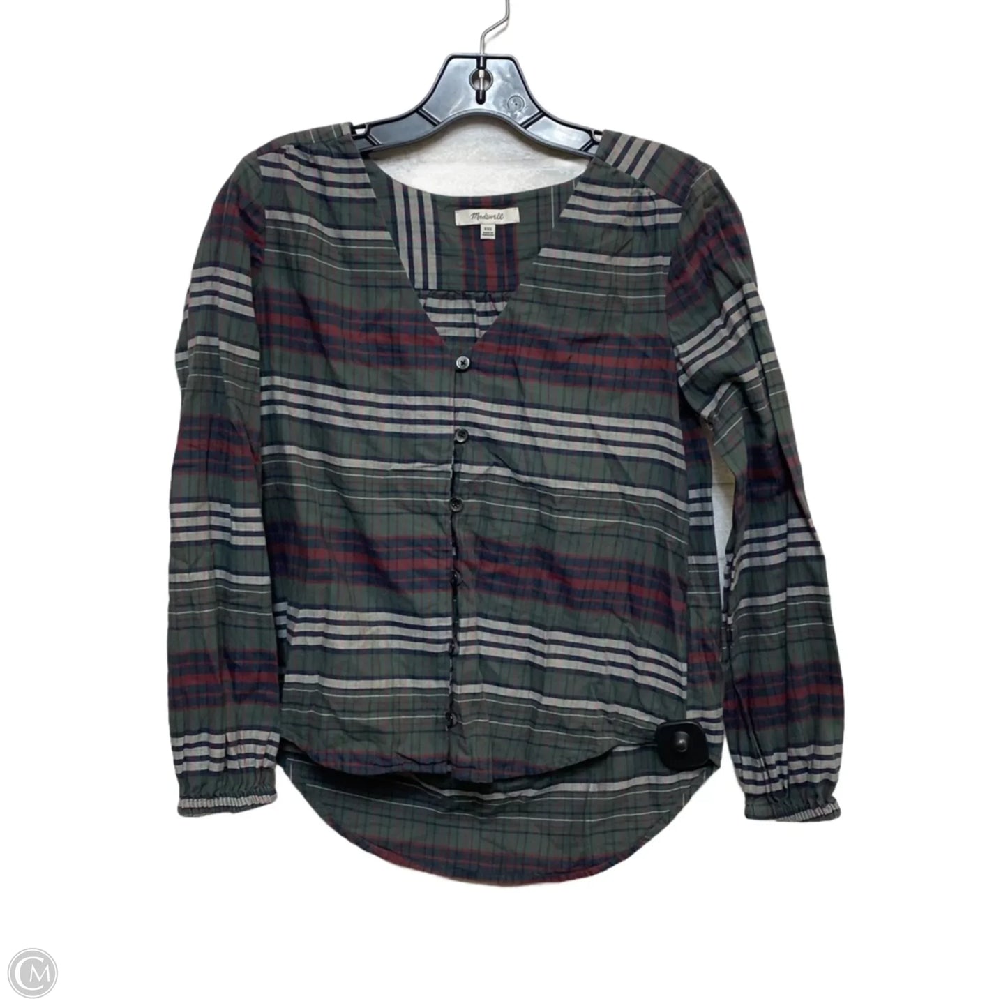 Top Long Sleeve By Madewell In Blue & Green, Size: Xxs