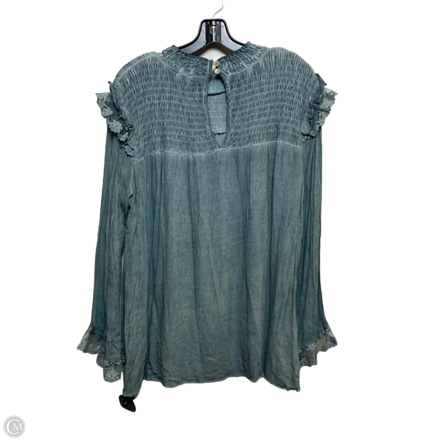 Top Long Sleeve By Pol In Green, Size: L